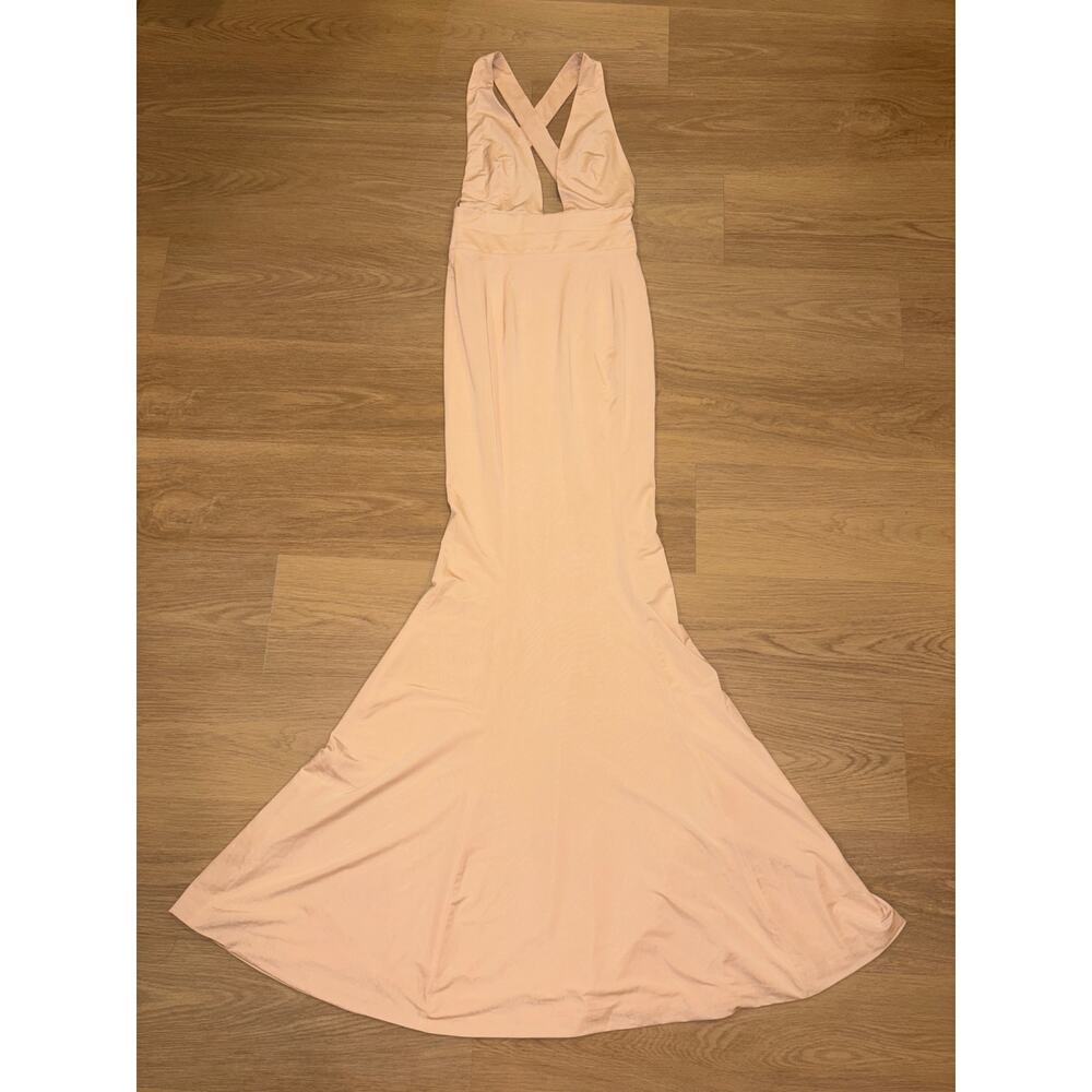 House of CB London "miacova" peach jersey plunge maxi formal dress size S